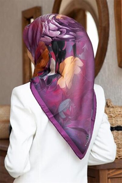 Vissona Μεταξωτό μαντήλι Tivil 60842 - 10 - 0026 Σκούρο ροζ μοτίβο ακουαρέλας