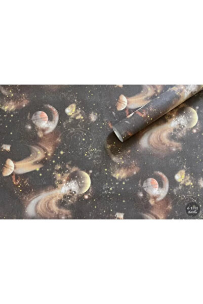 MallDeco Tapet din vinil pentru camera copiilor, negru-maro, model Cosmos