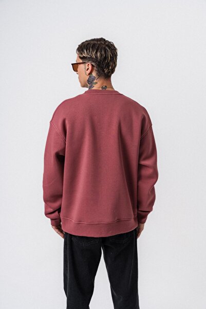 Respire Men's Basic Oversize Sweatshirt with Text Detail Rose