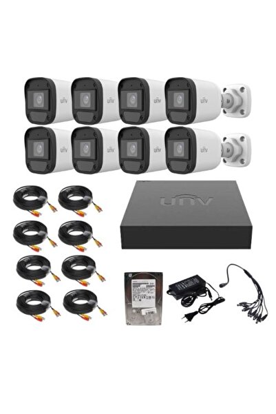 Uniview Surveillance System, 8 Cameras, 2MP, IR 20m, Microphone, XVR 8 Channels 2MP + 2 IP Channels