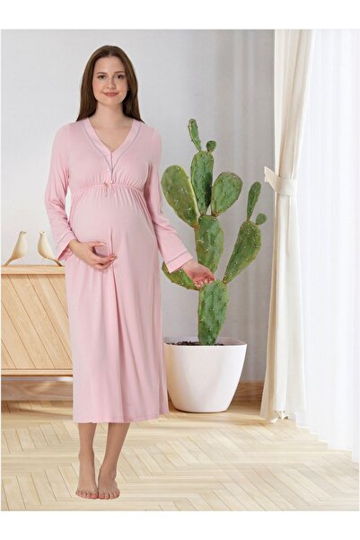 Lohusa Homewear Cămașă de noapte pentru maternitate, din bumbac, cu mânecă lu...