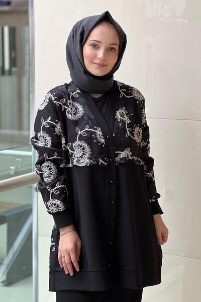 FUAT GÜRSEN Fuat Gürşen Floral Embroidered Sequin Embroidered Cap