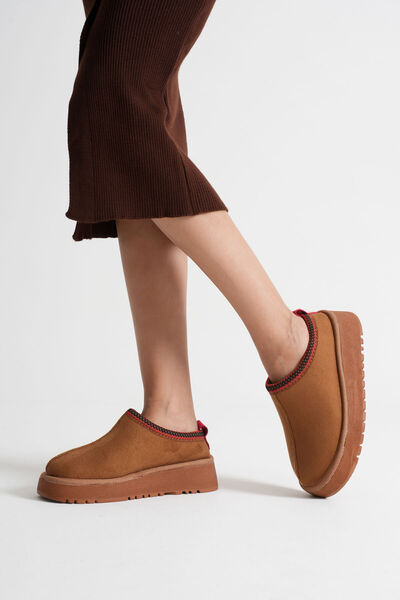 Abacca Elsa Women's Tan Winter Fur Slippers