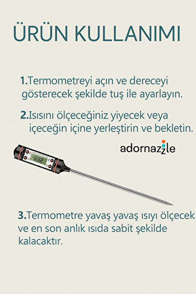 adornazzle Food Thermometer, Kitchen Food Temperature Gauge Thermometer, Digital Food Temperature Gauge