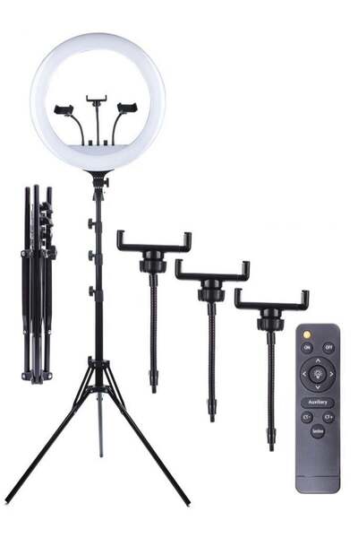 RL -18 حلقة ضوء LED 18 بوصة حلقة ضوء ناعمة للهواتف الذكية وكاميرات يوتيوب ومقاطع فيديو تيك توك مع Tripo