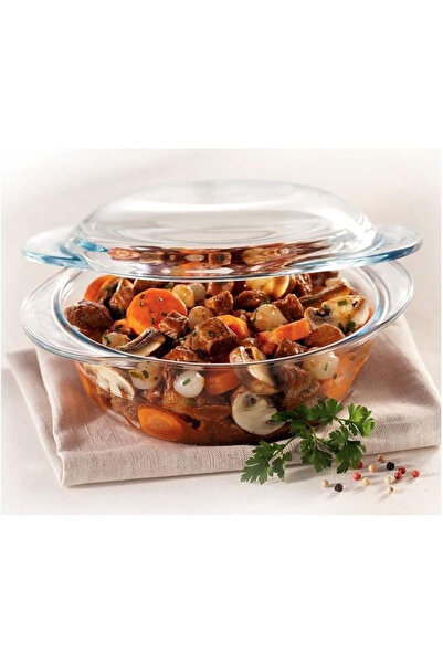 Marinex Medium Glass Casserole with Lid 2.3L – Durable, Transparent Round Oven-Safe
