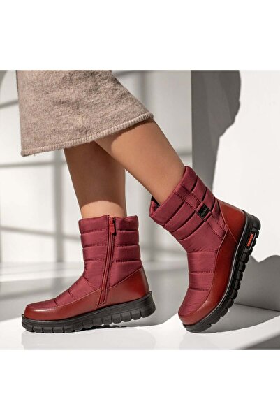 BMoD Women's red quilted fabric boots with a zipper MOD10464