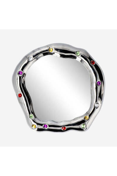 Flying Tiger Copenhagen Renkli Taşlı Gümüş Seramik Ayna