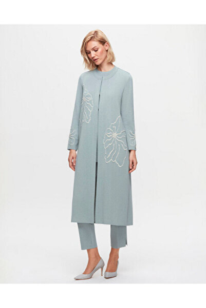 MISS DALIDA T25K-9008 Çiçek Desenli Agraf Kapama Uzun Hırka MANİA-RESEDA