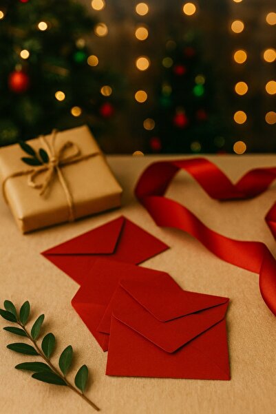 Dekals Kırmızı Zarf Mektup Davetiye Kart Zarfı 10 lu M2/80 Gr Kağıt