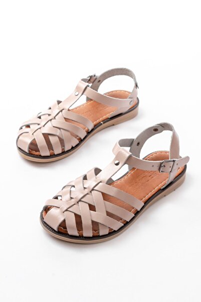 Budi 205-02 Beige Orthopedic Genuine Leather Women's Sandals