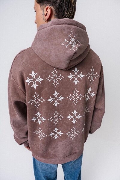 Respire Ανδρικό φούτερ με κουκούλα με στάμπα Muse, που πλένεται, Oversize, κακάο