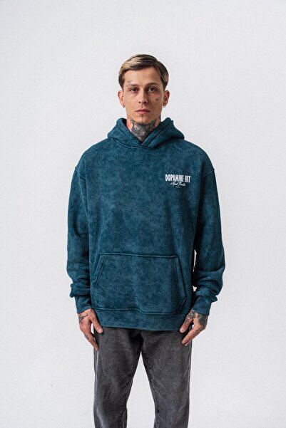 Respire Мъжка качулка с качулка и принт D. Hit, смарагдовозелена