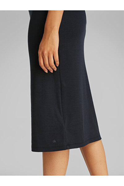 Calvin Klein Women Black Liquid Touch Crew Neck Slim T-Shirt Dress