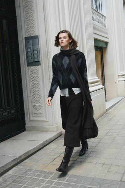 Massimo Dutti Yün ve alpaka baklava desenli kazak