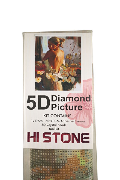 histone 5D Elmas Taş İşleme Kiti 40x50 cm Çiçekler ve Kadın Desen
