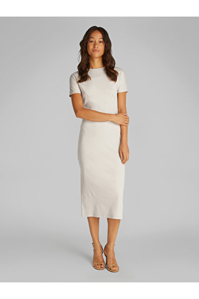 Calvin Klein Women Silver Lining Liquid Touch Crew Neck Slim T-Shirt Dress