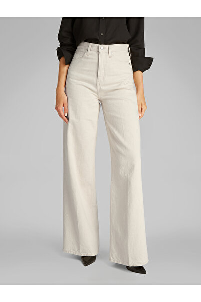 Calvin Klein Women Denim Light Ecru High Rise Wide Jeans