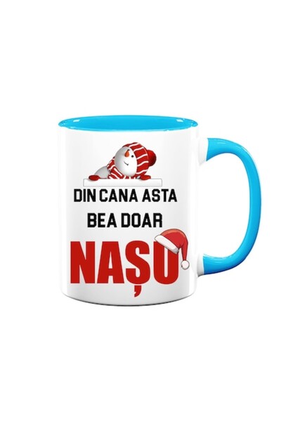 OEM Cană personalizată cu mesajul: „Din cana asta bea doar nas”, Betaprint, model de Crăciun, albă cu