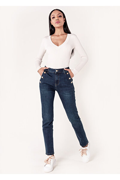 Nina Carter blugi albastru închis cu croială mom B-P216 M10