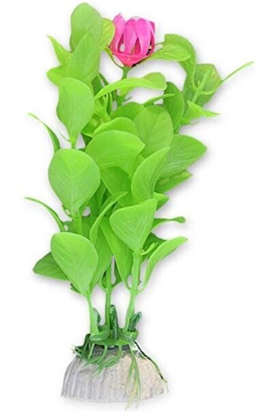 HAPPET Planta Artificiala Pentru Acvariu, 10 cm, Verde Cu Roz, 1B29