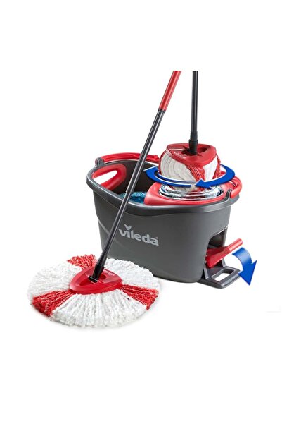 Vileda Microfiber rotating mop, with telescopic handle, bucket and pedal with 360 squeezing system, holes...