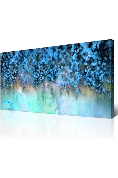 Al Raied لوحة فنية جدارية كبيرة من وابلوام لغرفة المعيشة مؤطرة لغرفة النوم، لوحة تجريدية بألوان مائية زرقاء