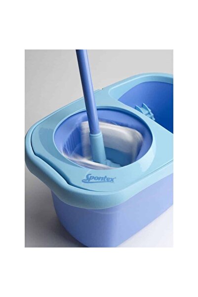 Spontex Mop, with telescopic handle with 360 wringing system and bucket with separator, blue color
