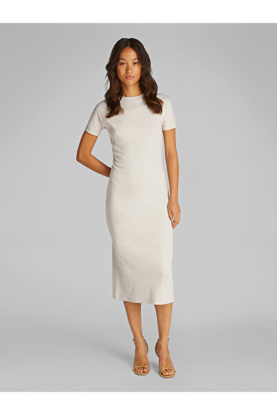 Calvin Klein Women Silver Lining Liquid Touch Crew Neck Slim T-Shirt Dress