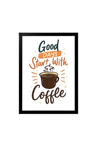 OEM Tablou decorativ Cafea cu mesaj: „Zilele bune încep cu o cafea”, Model 1,...