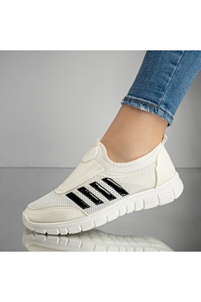 Modlet.ro Γυναικείες λευκές αθλητικές Εσπαντρίγιες με χοντρή σόλα MOD13181