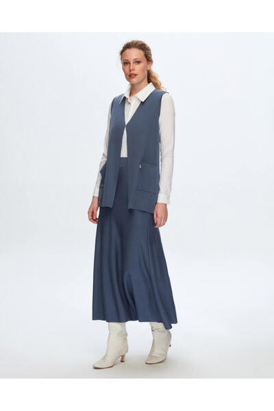 MISS DALIDA T24K-1003 İki Cepli Triko Yelek OMERO-DARK GREY