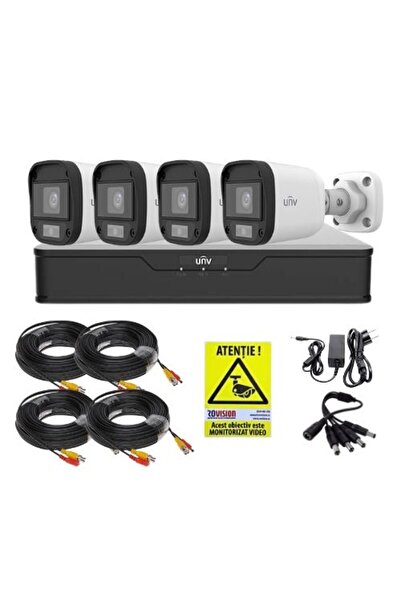 Uniview Kit supraveghere 4 mini camere Uniview, 5MP, ColorHunter, 5MP 2K+, Lumina Alba 20m, Vedere color pe