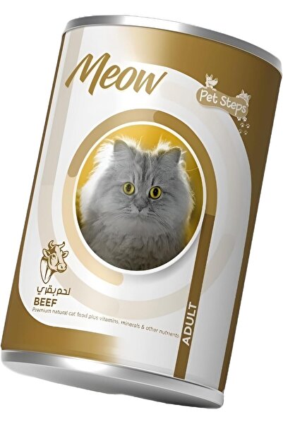 Pet Steps Meow Adult Cat Food – Beef, High-Protein Wet Meal, 400g - 12 Pcs