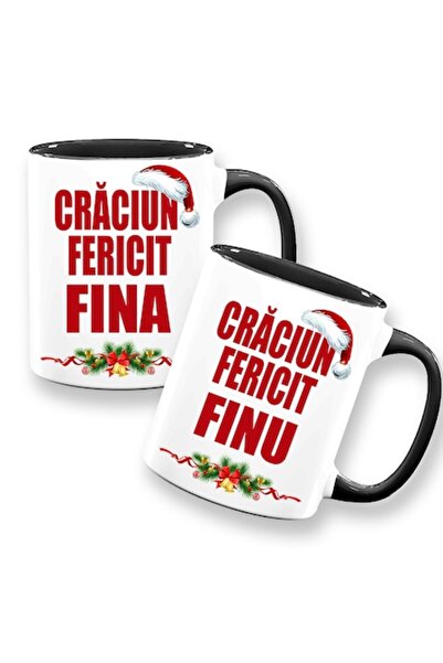 OEM Set 2 mugs with message: 'Merry Christmas Godmother/Godfather', Betaprint, Model 4, ceramic, white w