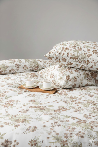 FAVORA Preto Double 100% Cotton Duvet Cover Set - Mink