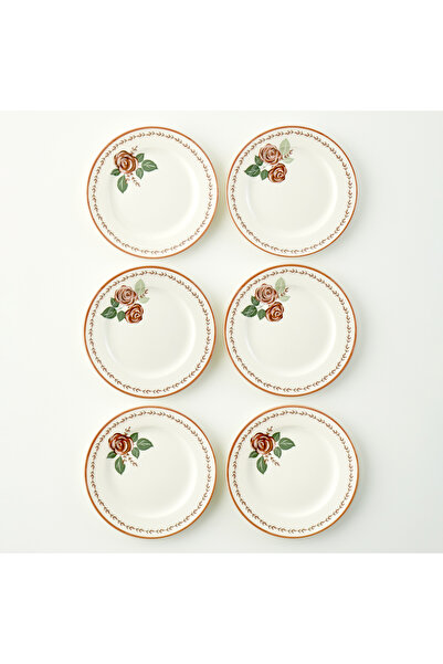 Bella Maison Rose 6'lı Porselen Pasta Tabağı Seti (21 cm)