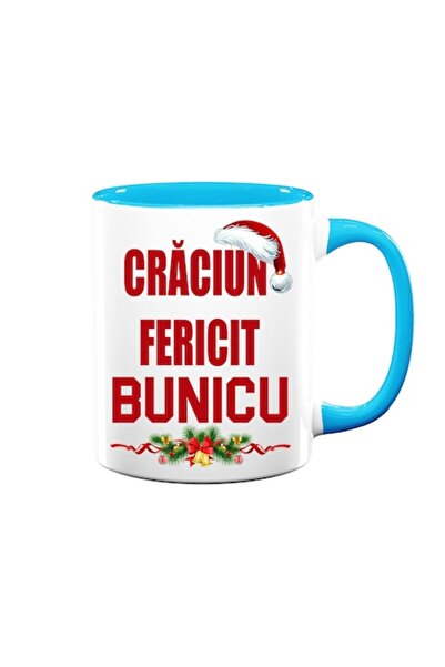 OEM Cană personalizată pentru bunic cu mesajul: „Crăciun fericit, bunicule”, Betaprint, Model 4, Alb cu
