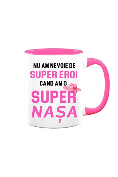 OEM Cană personalizată cu mesaj: „Super Nasa”, Betaprint, roz, interior alb, ...