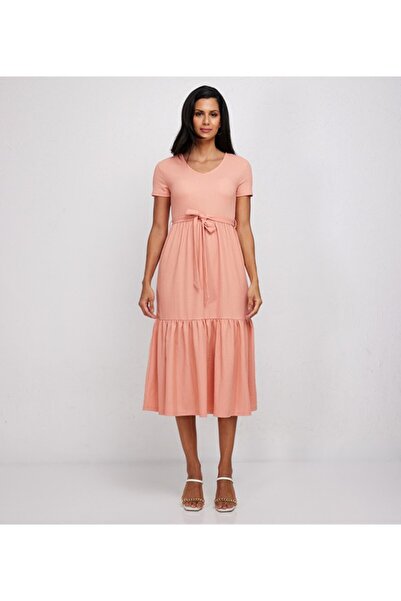 Aeropostale Aero Women's Maxi Dress With Long Sleeves In Textured Satin And Button At Front