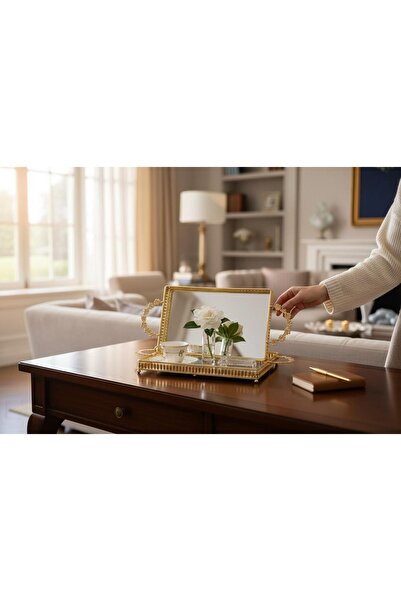 ROY KING DİKD.METAL AYNALI TEPSİ 30*20*4 CM