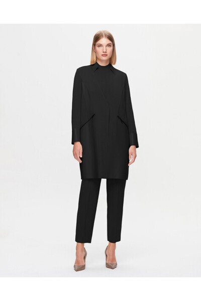 MISS DALIDA T25K-8023 Deri Detaylı Triko Ceket BLACK