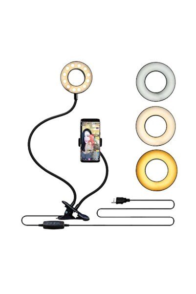 OEM Suport 2in1 pentru Telefon, Lumina LED Circulara, Clema de Prindere, Flex...