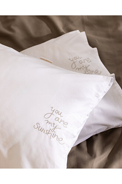 Madame Coco Amour 100% Cotton 2-Piece Pillowcase - White/Grey