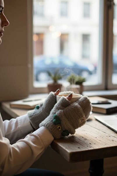 Aware Time Kitti 4-8 Years Old Girls' Knitted Gloves with Lids