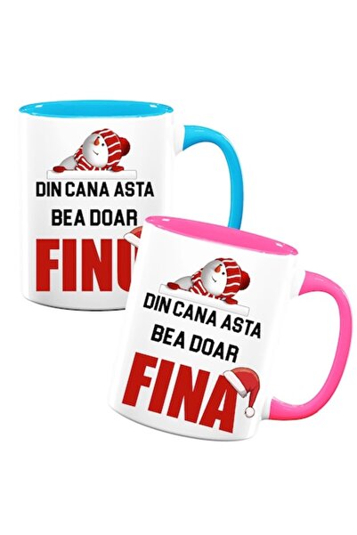 OEM Set de 2 căni personalizate cu mesajul: „Din această cană beau doar finul...