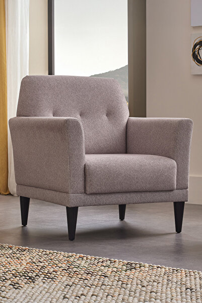 Enza Home Loreto Plus Berjer, Kadife Dokulu - Kum