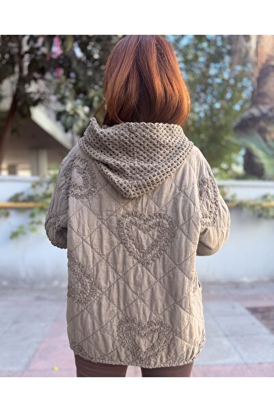 DenizEge Яке с детайл от марля в кремаво