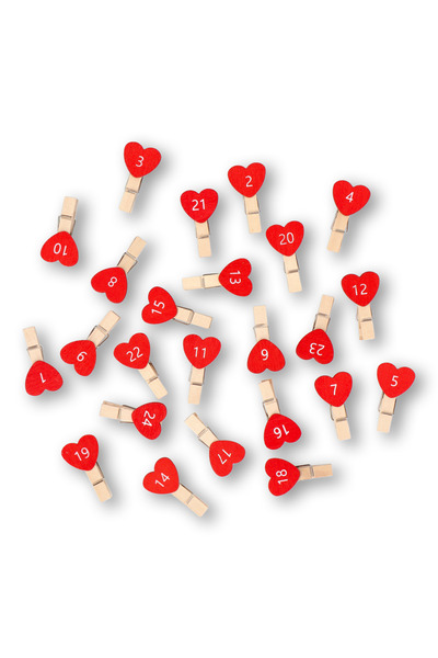 Flying Tiger Copenhagen 24'lü Kırmızı Kalpli Ahşap Mini Mandal Seti