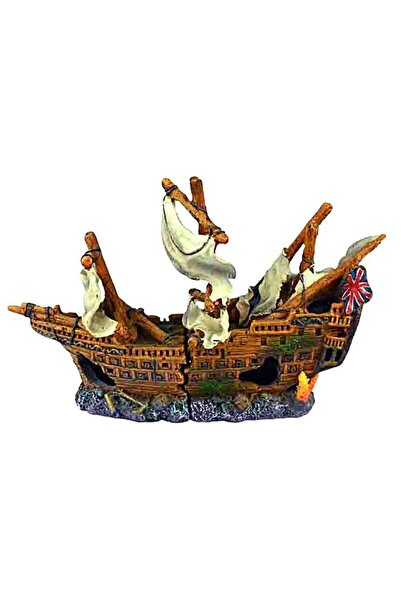 HAPPET Decor Pentru Acvariu, Barca Naufragiata, 25 cm, R162
